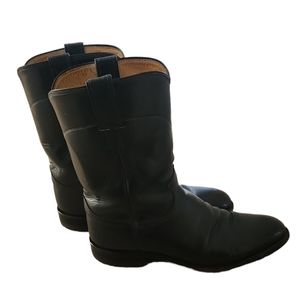 Justin Leather Cowboy Boots 10E Western 10" Navy Blue Jackson